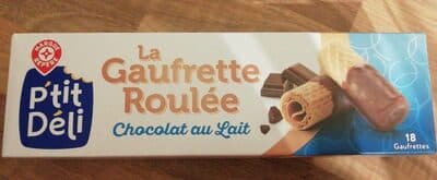Gaufrette roulée nappée de chocolat au lait