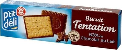 Biscuit tentation petit beurre napé de 63% de chocolat au lait