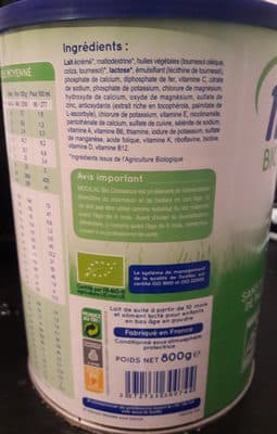 Lait bébé en poudre bio 10 à 36 mois