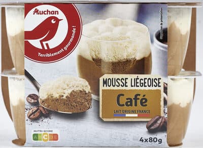 AUCHAN COEUR mousse liégeoise café 4X80G