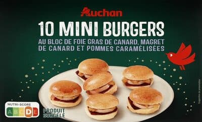 10 Mini-burgers au bloc de foie gras et magret de canard et pommes caramélisées