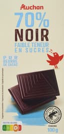 70% Noir Faible teneur en sucres
