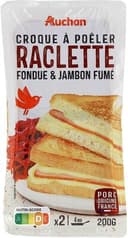 Auchan croque à poêler raclette fondue et jambon fume x2 200g