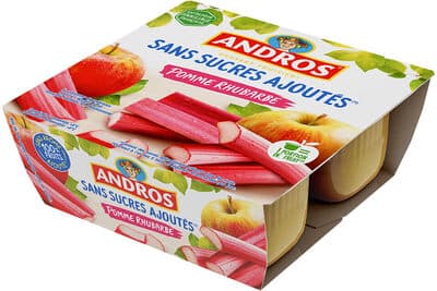 Andros sans sucres ajoutés pomme rhubarbe
