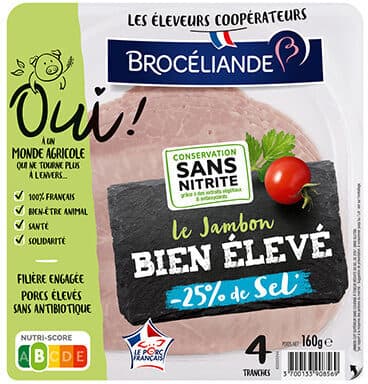 Jambon Bien Élevé taux de sel réduit 4 tranches