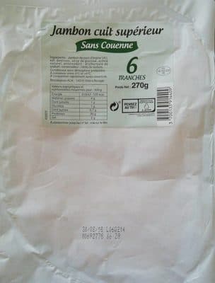 Jambon cuit supérieur sans couenne