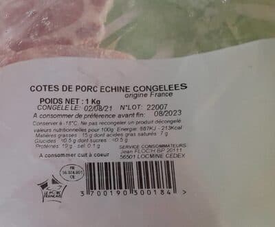 Viande côtés échine congelées