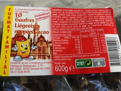 10 gaufres liégeoises nappées cacao