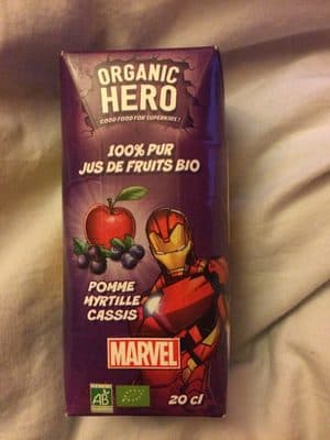 100% pur jus de fruit bio pomme myrtille cassis