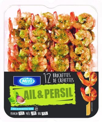12 brochettes de crevettes ail & persil - 500g - Frais