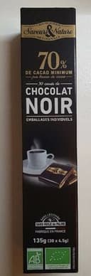 30 carrés de chocolat noir emballages individuels