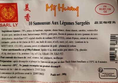 10 Samoussas Aux Légumes Surgelés