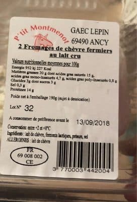 2 Fromages de Chèvre fermiers au lait cru