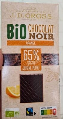 Chocolat noir orange bio 65% cacao