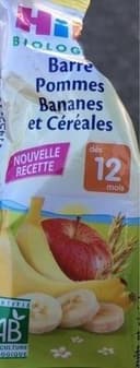 Barre Pommes Bananes et Céréales