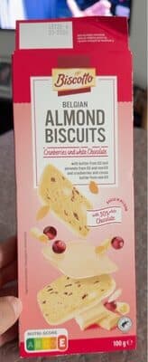 Belgian almond biscuits cranberries and white chocolate