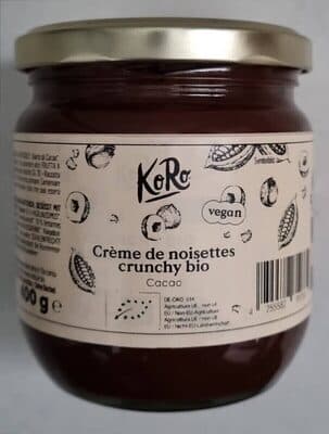 Crème de noisettes crunchy bio cacao