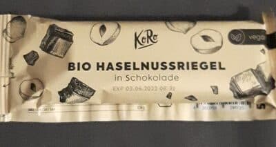 Barre bio à la noisette enrobée de chocolat