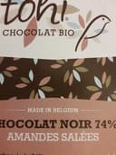 70G Chocolat Bio Noir 74% Cacao Amandes Salees