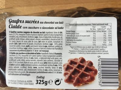 Gaufre sucrées au chocolat au lait