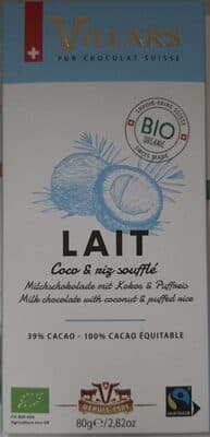 Chocolat Lait  Coco  Riz Soufflé
