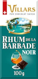 Tablette de chocolat noir et liqueur rhum de la barbade