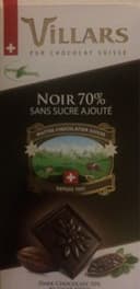 Chocolat noir 70% sans sucre ajouté