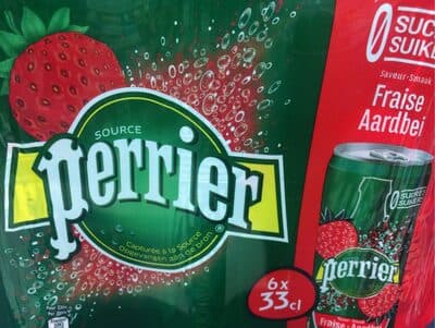 Eau minerale gazeuse aromatisee fraise perrier