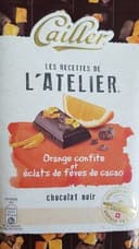 Chocolat noir orange confite et éclats de fèves de cacao
