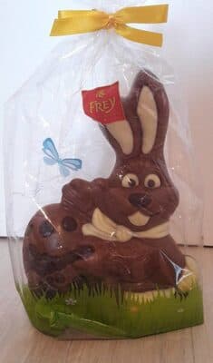 Lapin chocolat au lait, décoré