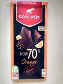 Tablette de chocolat noir 70% et orange