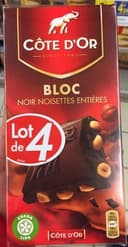 Tablette de chocolat noir aux noisettes entières