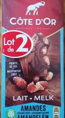 Tablette de chocolat au lait amandes caramélisées pointe de sel