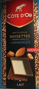 Lait aux eclats de noisettes caramelisées et d’amandes