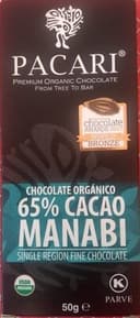 Chocolate organico 65% cacao manabi