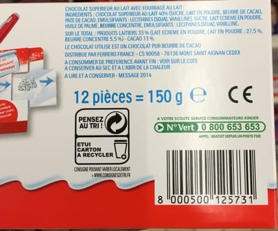 Bâtonnets de chocolat