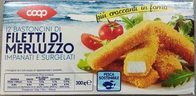 12 bastoncini di filetti di merluzzo impanati e surgelati