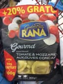 Grand ravioli tomates et mozzarellla aux olives concasées