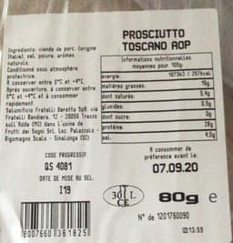 Prosciutto toscano dop