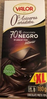 0% Chocolate Negro 70%, Stevia
