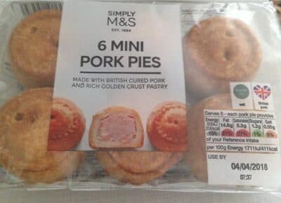 6 mini pork pies