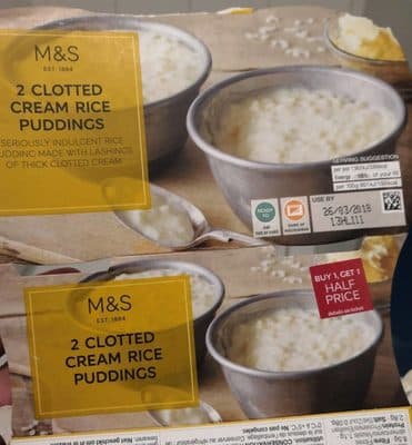 2 cloted cream Rice puddings
