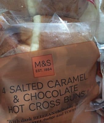 4 Salted Caramel and Chocolate Hot Cross Buns