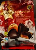 Lebkuchenherzen, fruchtig gefüllt, überzogen mit Zartbitterschokolade