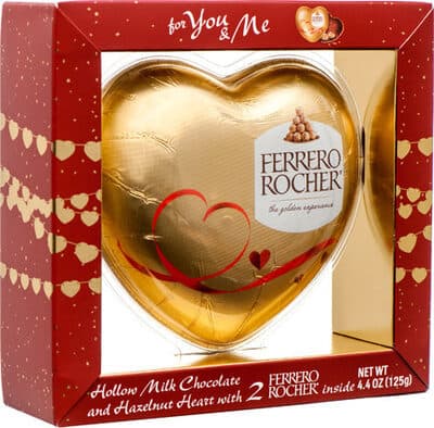Hollow milk chocolate and hazelnut heart