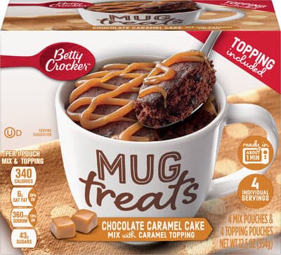 Baking mug treats chocolate caramel cake mix