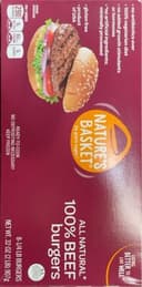 All Natural 100% Beef Burgers