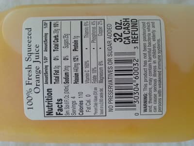 100% Fresh Squeezed Orange Juice