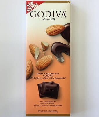 Dark chocolate bar with almonds