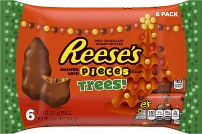 Milk chocolate peanut butter stuffed with pieces candy
